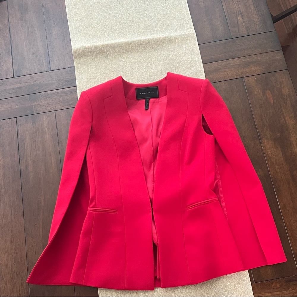 ❤️BCBGMaxAzria Frances Vibrant Red Blazer Cape